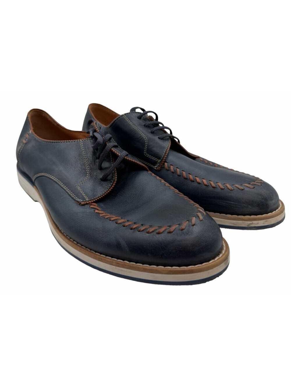 Galizio Torresi Salento Derby Stitch Shoes Navy Brown Size EU 44 | US 12